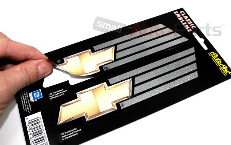 (2) chevy gold bowtie chrome emblems side vent fender door car truck suv decals