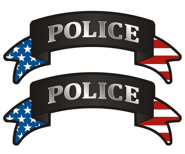 Police ribbon decal set 3"x1.2" american flag sheriff officer vinyl sticker zu1