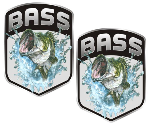 Bass masters fishing decal set 4"x2.9" fish largemouth boat sticker bm2 zu1