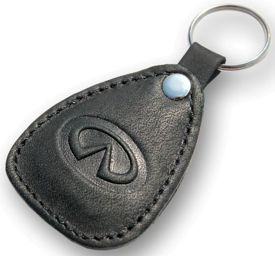 New leather black keychain car logo infiniti auto emblem keyring