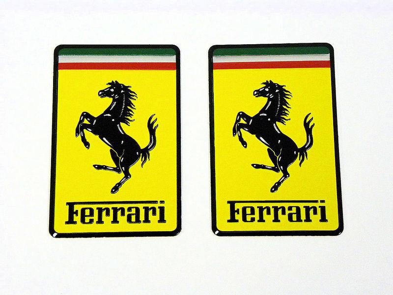 2 ferrari car horse yellow thin aluminum square emblems logo badges 