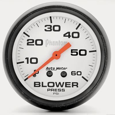 Autometer phantom mechanical blower pressure gauge 2 5/8" dia white face 5802