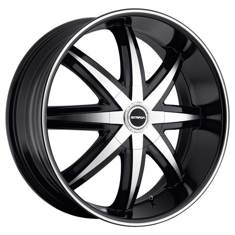 22" inch 5x4.5 5x108 black machined wheels rims 5 lug ford dodge infiniti 2" lip