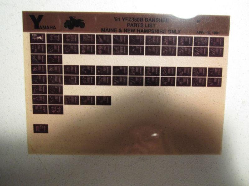 1991 yamaha atv yfz350b banshee me & nh microfiche parts catalog yfz 350 b