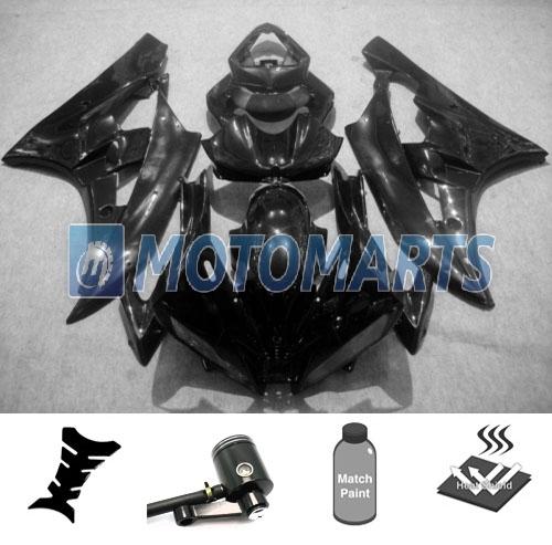 Bundle inj fairing kit w/ brake fluid reservoir for yamaha yzf 600 r6 06 07 lblk