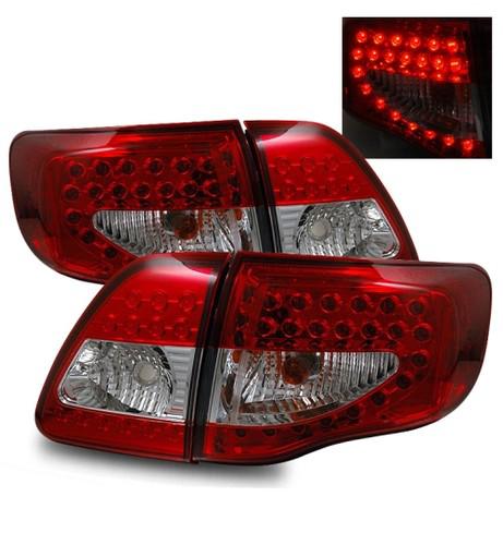 09-10 toyota corolla jdm red clear smd led tail lights housings rear brake lamps