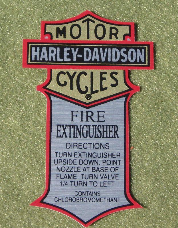 Antique harley fire extinguisher sticker