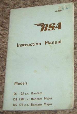 Bsa bantam instruction/owners manual_d1 125/d3 150/d5 175_bantam major