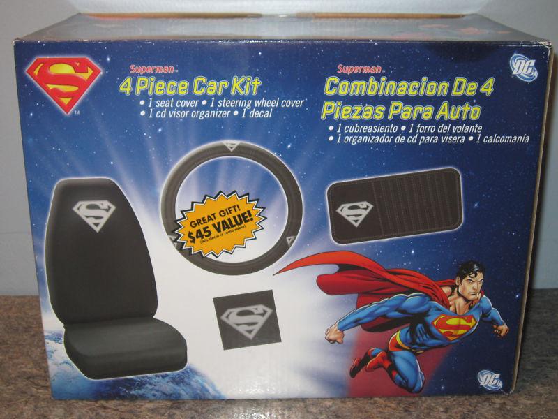 New-superman 4 pc car kit-seat cover-wheel cover ++