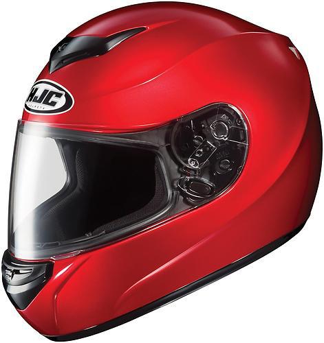 New hjc cs-r2 solid full-face adult helmet, candy red, med/md