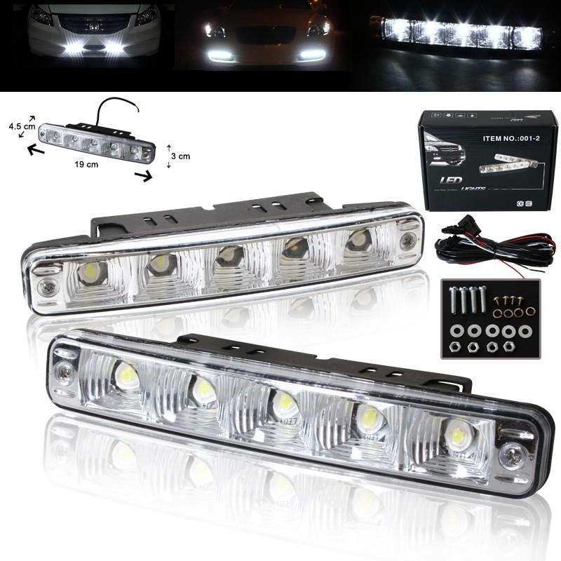 Universal clear lens hi power 5 led smd super white daytime running fog lights