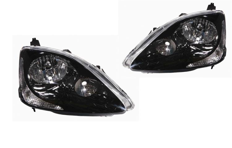 Depo pair euro style black headlights head lamps 04-05 honda civic 3dr hatchback