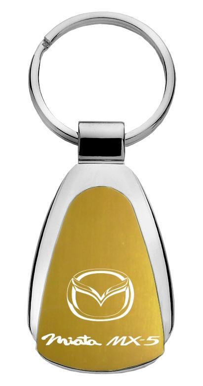 Mazda miata gold gold tear drop metal key chain ring tag key fob logo lanyard