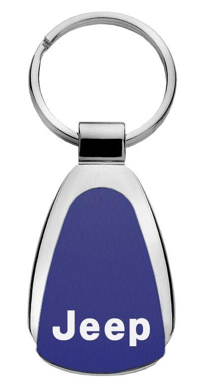 Jeep blue blue tear drop metal key chain ring tag key fob logo lanyard