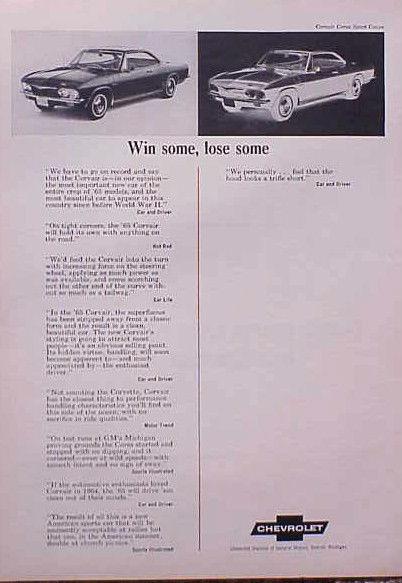 1965 chevrolet corvair original vintage ad cmystore 4more ads  5+= free ship