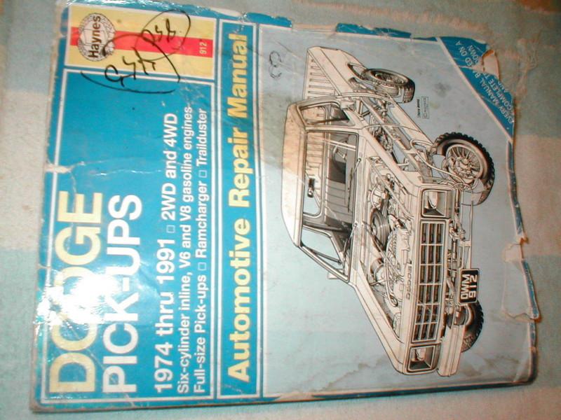 Haynes 912 dodge full-size pickup pick-up1974-1991 repair manual