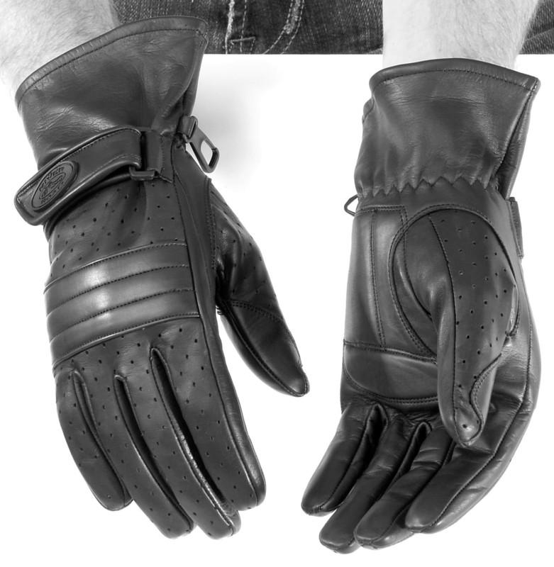 River road monterey leather motorcycle gloves black men's size medium