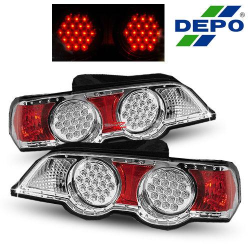 Depo euro style chrome altezza tail lights w/ led 02-04 acura rsx rear lamps new