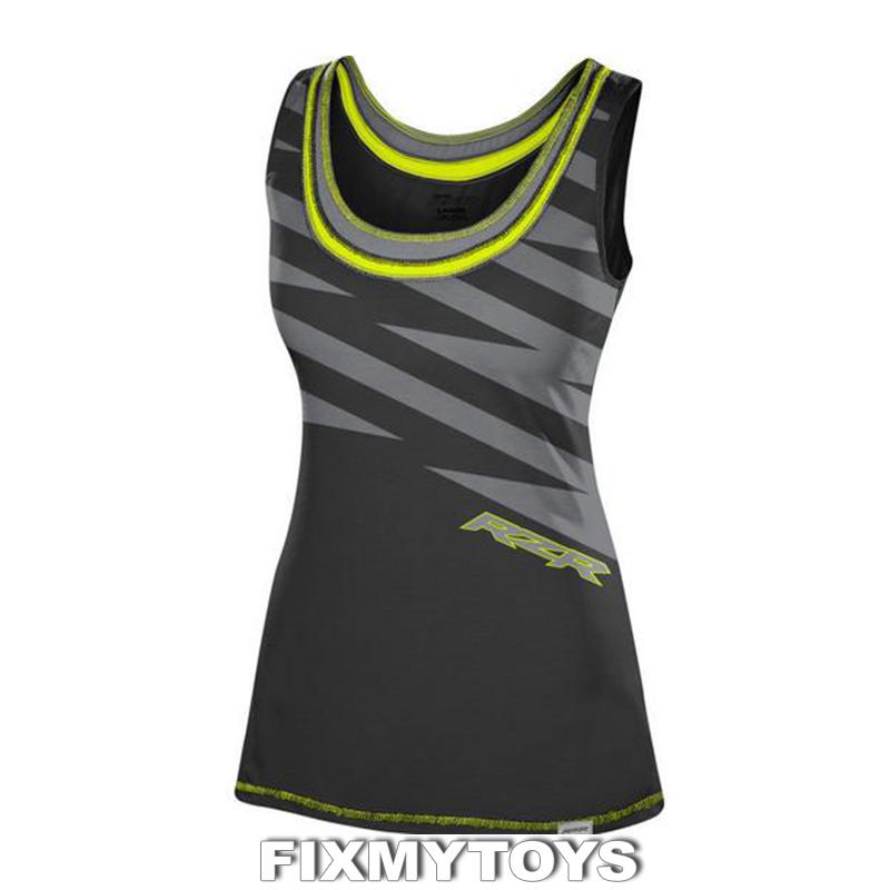 Oem polaris rzr womens black & lime green tank top sizes s-2x