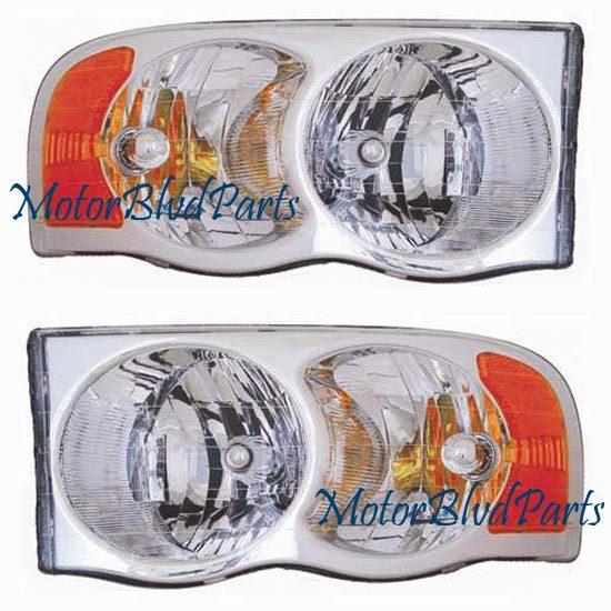 02-05 dodge ram pickup headlights headlamps l+r set 2pc