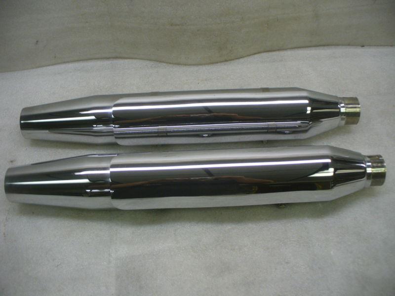 Harley 08 softail oem tapered mufflers with heat shields,c# 64708-08.