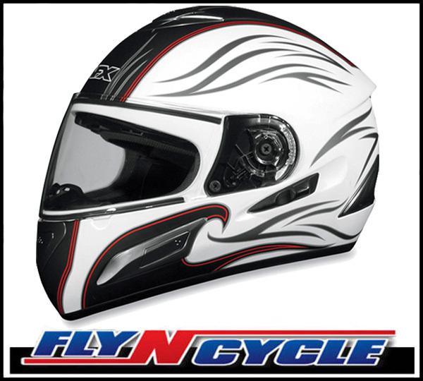 Afx fx-100 sun shield pearl white wave xs full face motorcycle helmet dot