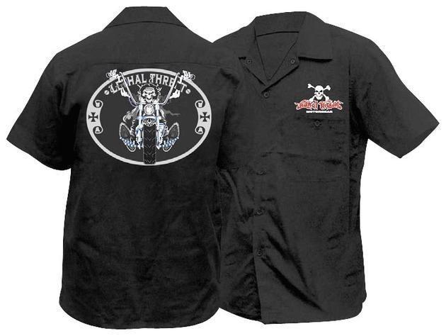 Lethal threat custom chopper short sleeve workshirt black 2xl/xx-large