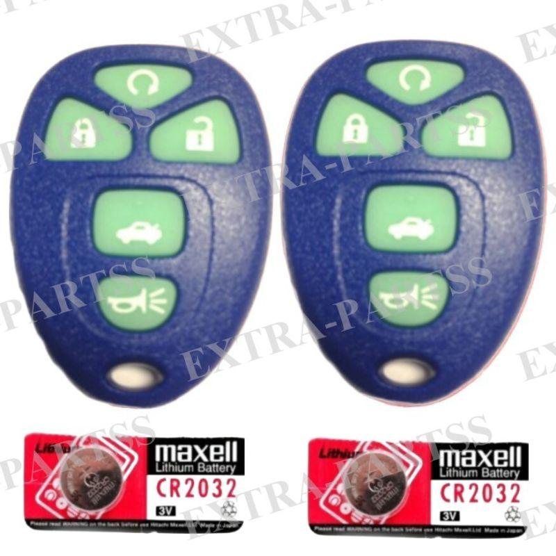 2 new navy glow gm remote start keyless entry fob clickers + 2 spare batteries