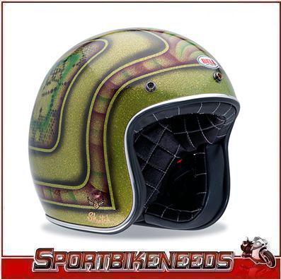 Bell custom 500 skratch lace green helmet size xs x-small open face helmet