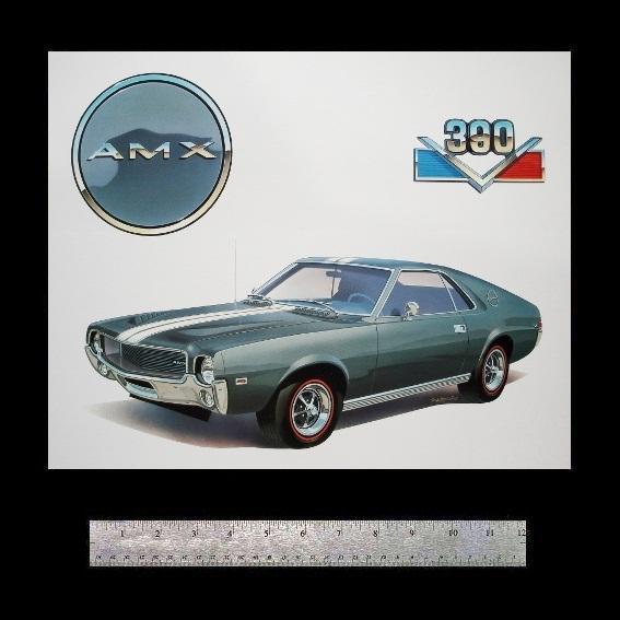 American motors javelin 1968 1969 1970 amc amx sst 290 232 -old art print poster