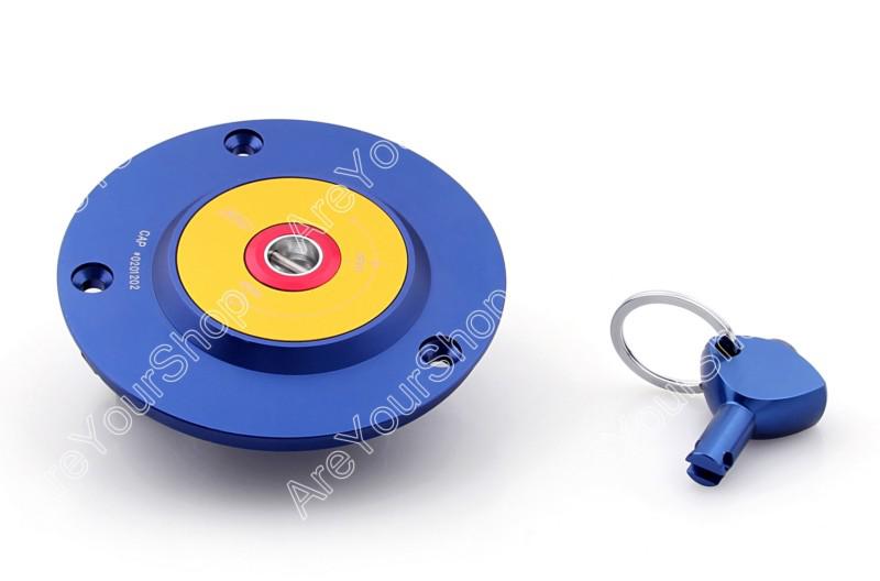 Key lock fuel gas cap kawasaki zx 6r/636/6rr 9r 10r 14r z1000 zx1100 zzr blu/g