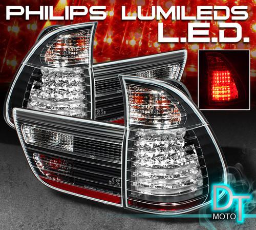 Black 00-06 bmw x5 e53 philips-led perform tail lights lamps left+right