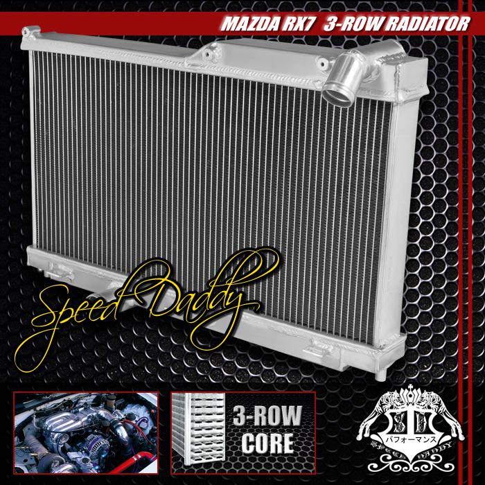 Tri core 3-row full aluminum racing radiator 93-97 mazda rx-7 rx7 fd3s 13b-rew