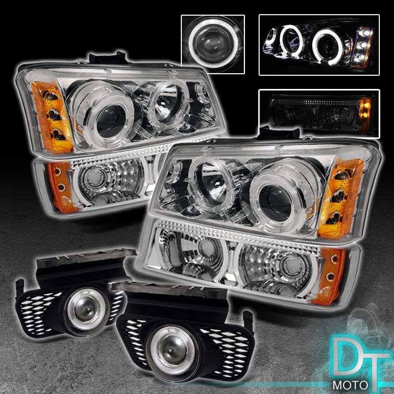 03-06 silverado halo projector led headlights +bumper signal+halo fog lights