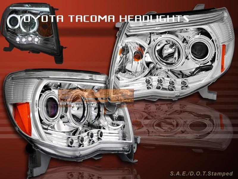 2005-2009 toyota tacoma ccfl halo led projector headlights chrome new