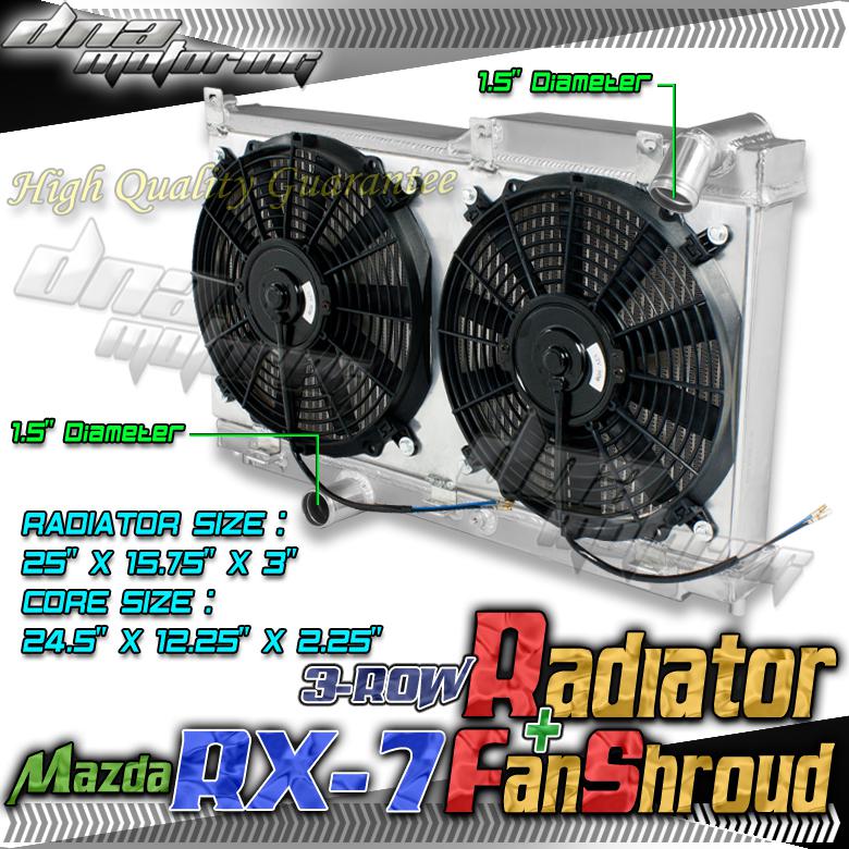 Mazda rx7 1993-1997 fd3s/fd 3-rows cooling aluminum radiator+fan shroud+x2 fans