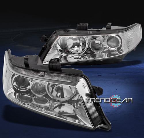 04-05 acura tsx sedan 4dr projector headlight lamp jdm smoke lens left+right set