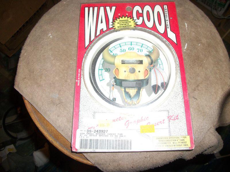 Harley vintage chopper bobber 4 in speedometer way cool face cover nos