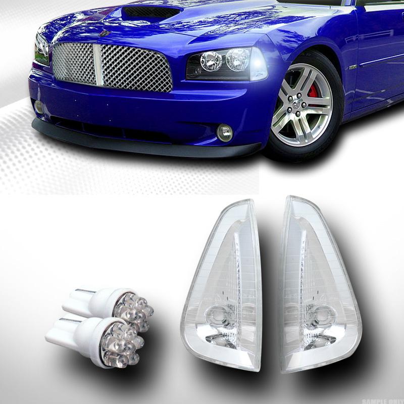 Euro lens signal corner lights lamps k2+6 count led bulbs 05/06-10 dodge charger