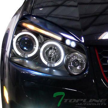 Black drl led halo rims projector head lights signal jy 06-09 golf gti jetta mkv