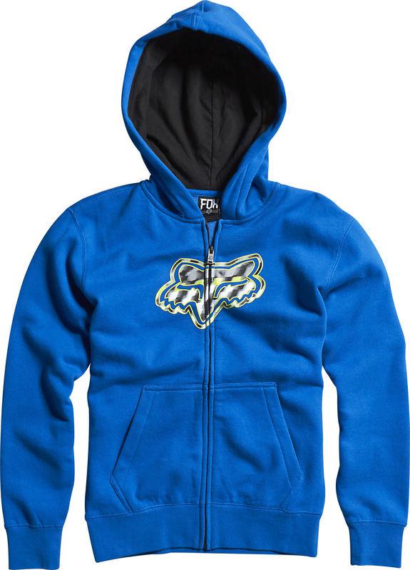 Fox boys spillover blue zip-up hoody motocross sweatshirt mx 2014 fleece