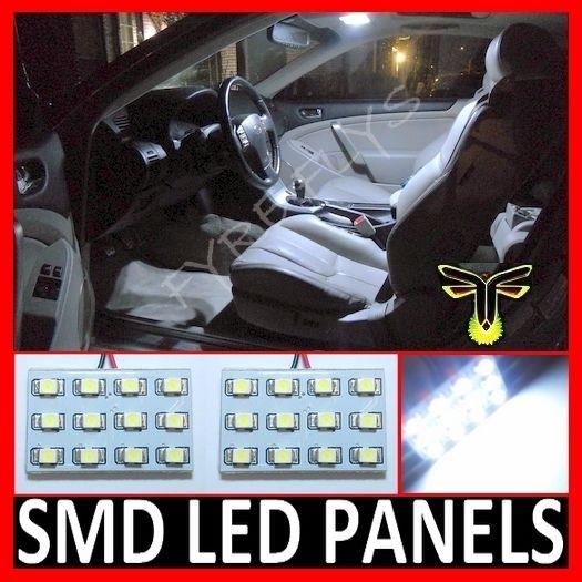 2 pcs white led dome map interior light bulbs 12 smd panel xenon super hid #a1