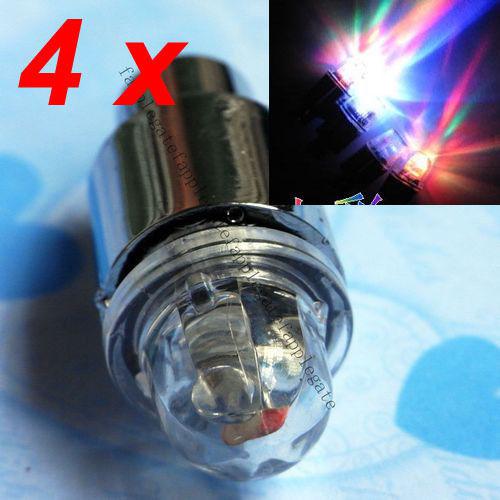 4 colorful led neon light car wheel bike valve tyre cap