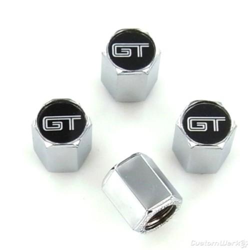 Ford mustang gt logo chrome tire stem valve caps