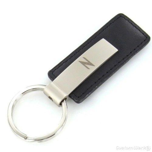 Nissan z black leather rectangular key chain