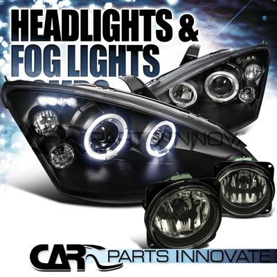 2000-2004 focus svt black halo led projector headlights+smoke fog bumper lamp