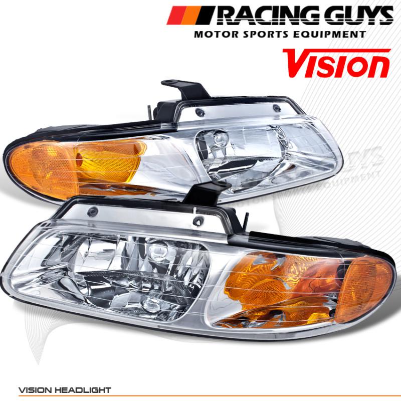 Vision chrome style head lights lamps new pair set left+right assembly 