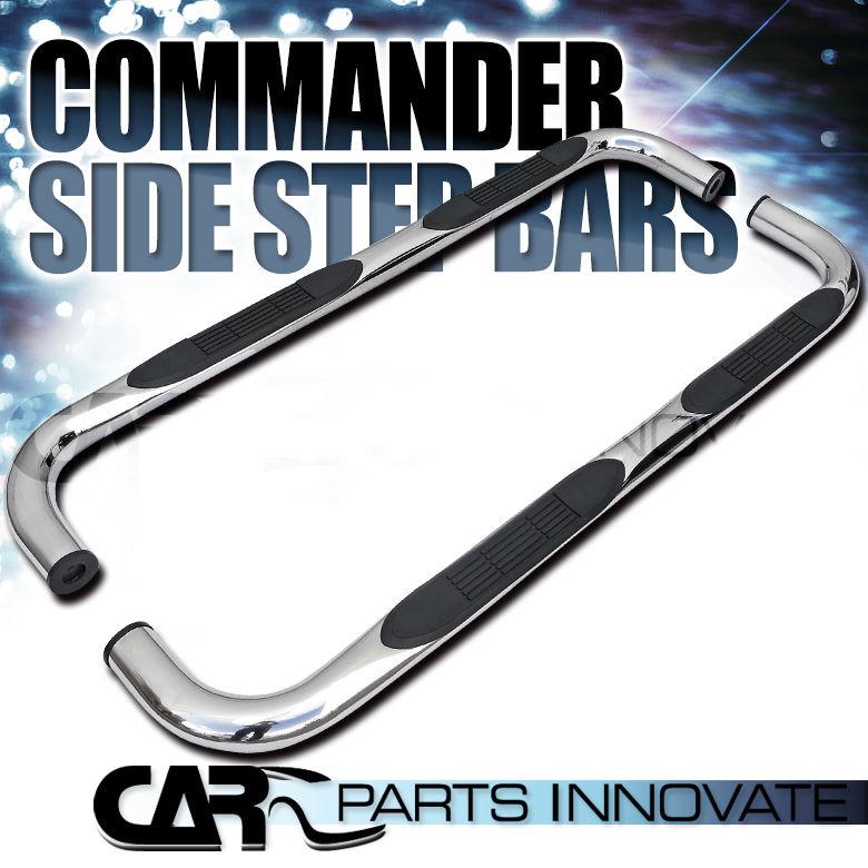 06-12 jeep commander xk 7 pass 3" polished stainless steel side step nerf bars