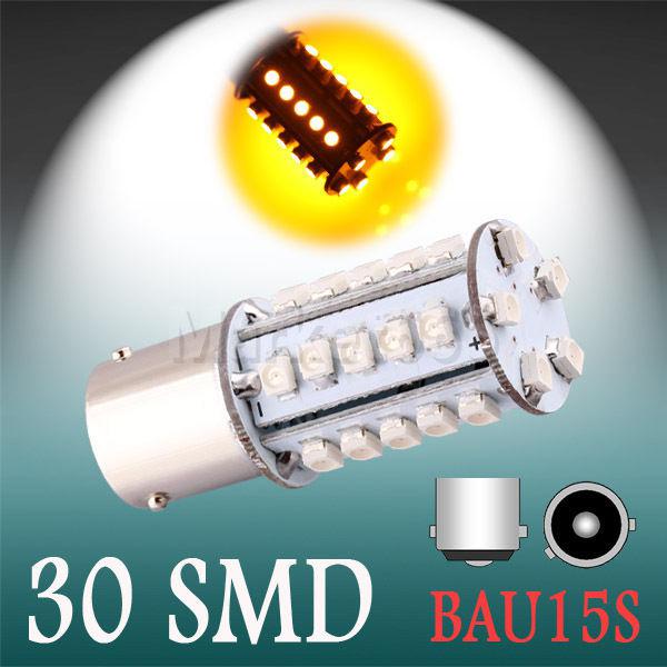 1156 bau15s 30 smd amber / yellow tail turn signal led car light bulb lamp