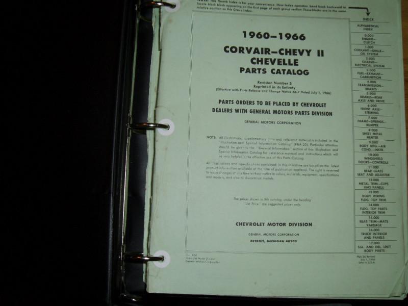 1960-1966 chevy corvair / nova / chevelle parts catalog